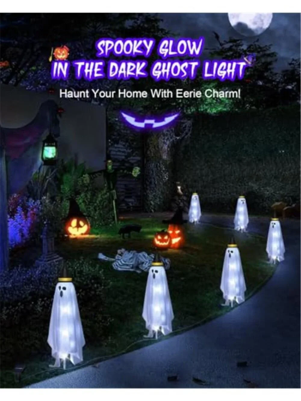 Halloween Decorations Solar Ghost Lights Outdoor, 6-Packs Solar Garden Spooky